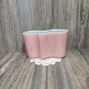 MCM Red Wing Pottery Vase B-2112, Ribbed Pink Abstract
